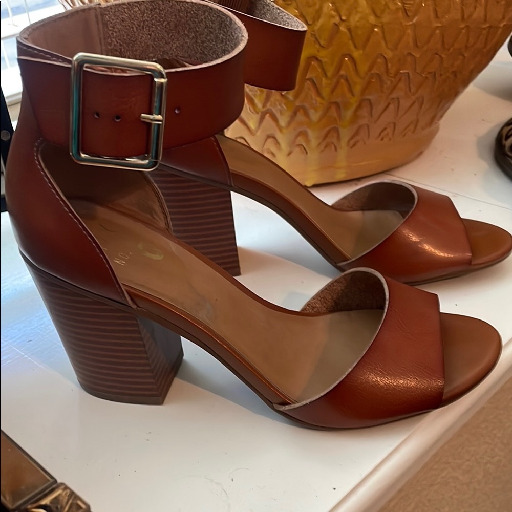 Elegant Brown Block Heel Sandals